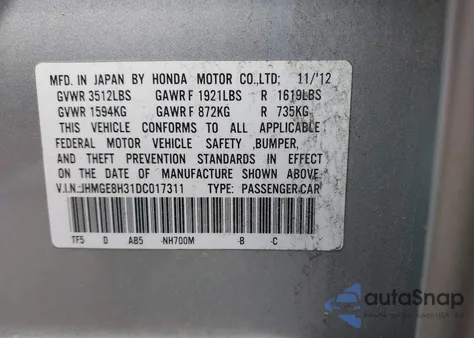 2013 Honda Fit z USA, uszkodzony, nr VIN JHMGE8H31DC017311